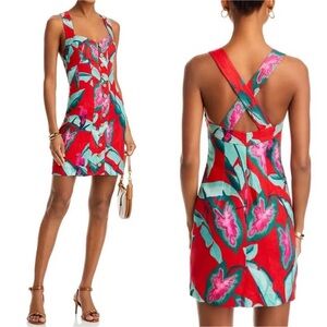 FARM Rio Summer Foliage Linen Mini Dress Size M